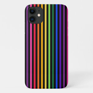 Capa Para iPhone 11 Listras de arco-íris e preto