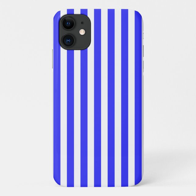 Capa Para iPhone 11 Listras de bala azuis reais e brancas (Verso)
