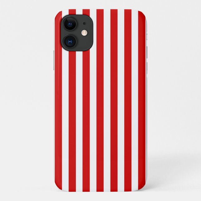 Capa Para iPhone 11 Listras de bala vermelhas e brancas (Verso)