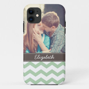 Capa Para iPhone 11 Listras de Chevron da hortelã