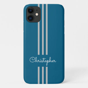 Capa Para iPhone 11 Listras de corrida modernas e elegantes monogramad