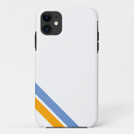 Capa Para iPhone 11 Listras de Corrida no Canto Laranja Azul Branco de