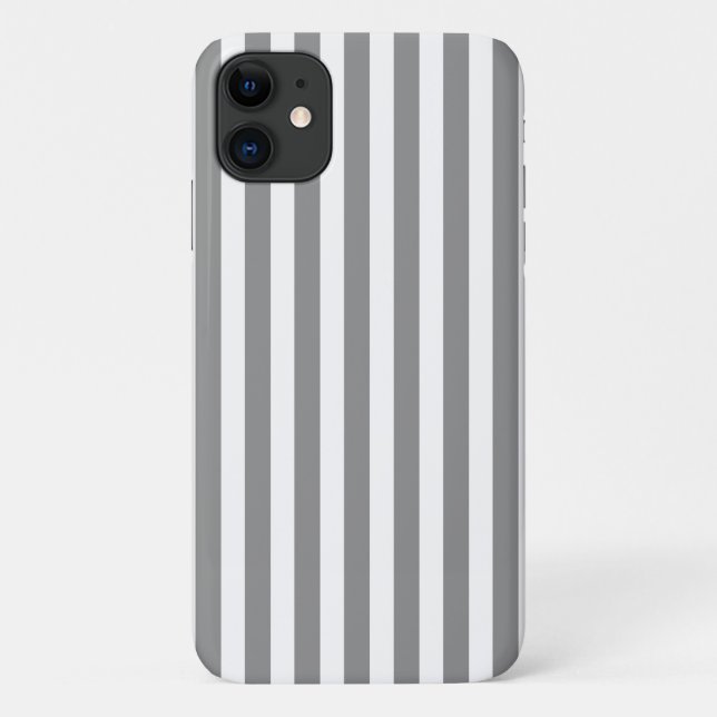 Capa Para iPhone 11 Listras de doce cinza e branco (Verso)