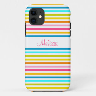 Capa Para iPhone 11 listras de doce verão primavera estilo chique