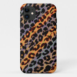 Capa Para iPhone 11 Listras diagonais, pele de pele de couro para anim