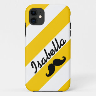 CAPA PARA iPhone 11 LISTRAS ENGRAÇADAS DO AMARELO DO BIGODE