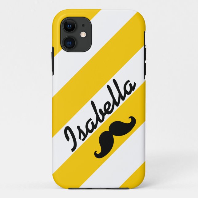 CAPA PARA iPhone 11 LISTRAS ENGRAÇADAS DO AMARELO DO BIGODE (Verso)