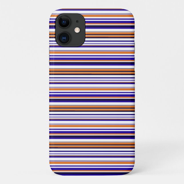 Capa Para iPhone 11 Listras laranja azuis fofas (Verso)
