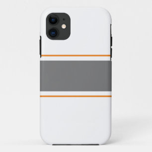 Capa Para iPhone 11 Listras Laranja Esportivas Largas Cinza em Branco