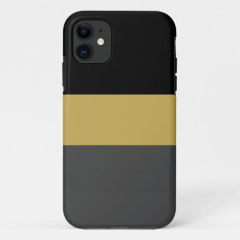 Capa Para iPhone 11 Listras Largas Cinza Escuro e Marrom Dourado Preto