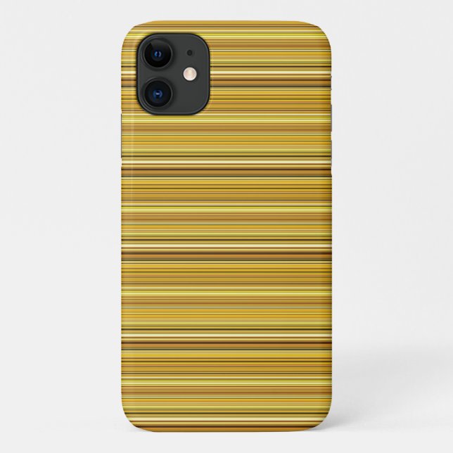 Capa Para iPhone 11 Listras marrons douradas fofas (Verso)