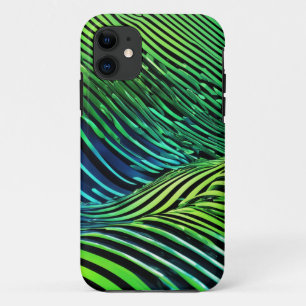 Capa Para iPhone 11 Listras Neon Futuristas Verdes