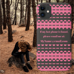 Capa Para iPhone 11 Listras Pleadas em Carvão e Salmão - Rosa