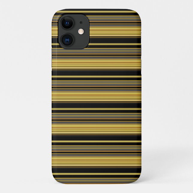 Capa Para iPhone 11 Listras pretas douradas fofas (Verso)
