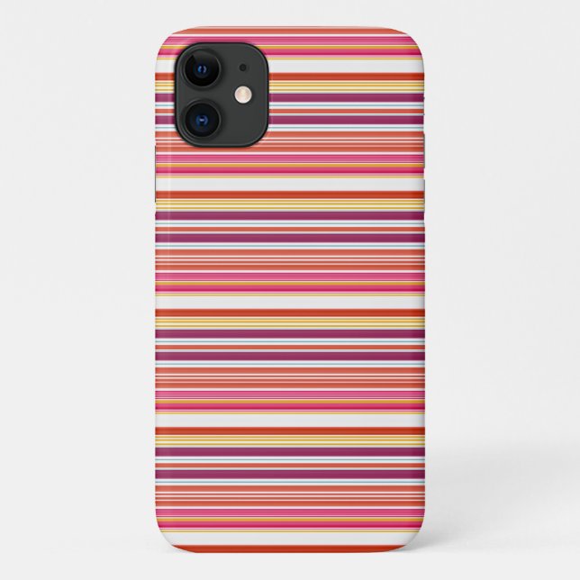 Capa Para iPhone 11 Listras rosa marrom fofas (Verso)
