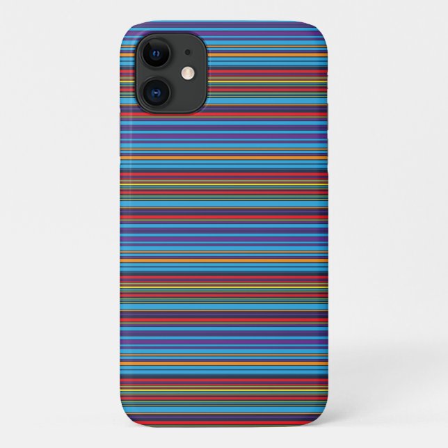 Capa Para iPhone 11 Listras roxas azuis fofas (Verso)