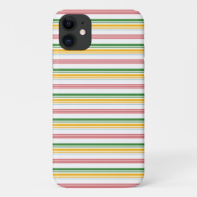Capa Para iPhone 11 Listras verdes amarelas fofas (Verso)