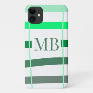 Capa Para iPhone 11 listras verdes monograma grosso adicionar nome tít