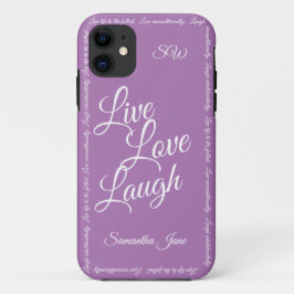 Capa Para iPhone 11 Live Love Laugh Elegante White Script Soft Purple
