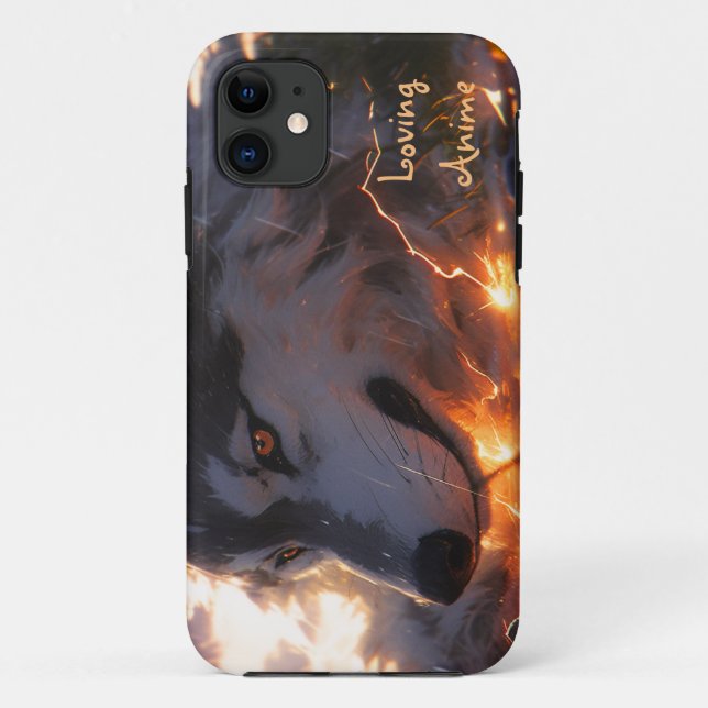Capa Para iPhone 11 Lobo do estilo anime (Verso)