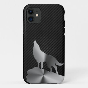 Capa Para iPhone 11 Lobo metálico do urro com fibra do carbono