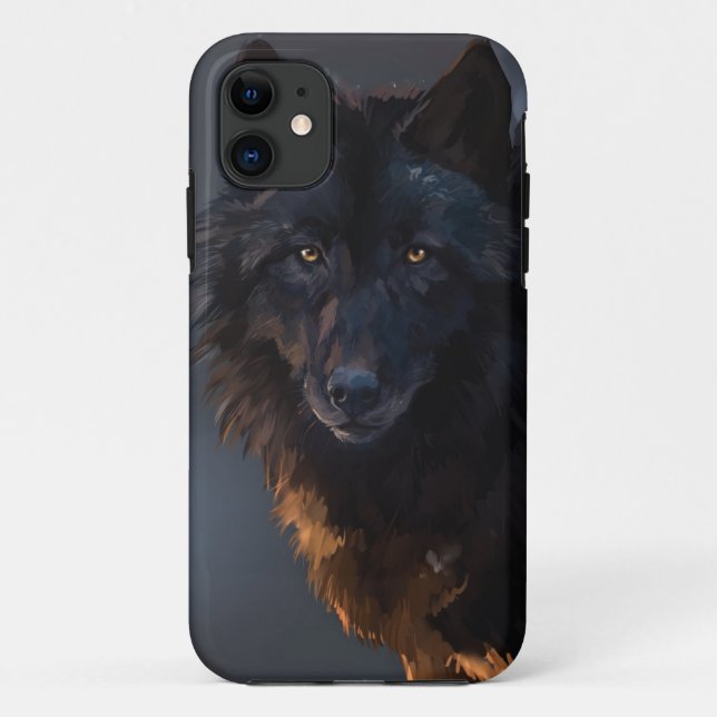 Capa Para iPhone 11 Lobo negro (Verso)