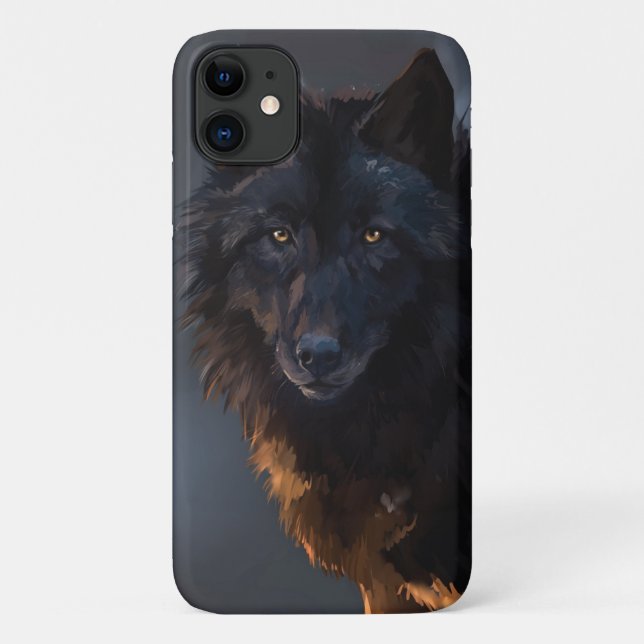 Capa Para iPhone 11 lobo negro (Verso)