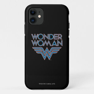 Capa Para iPhone 11 Logotipo Retro Azul e Vermelho da Mulher Maravilha