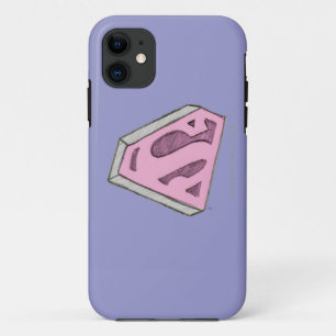 Capa Para iPhone 11 Logotipo rosa de Supergirl esboçado
