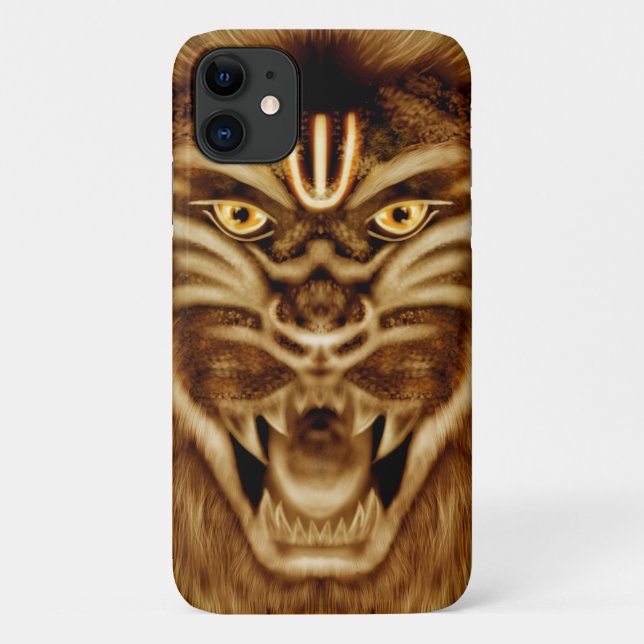 Capa Para iPhone 11 Lord Narasimha Hare Krishna art Presente divino (Verso)