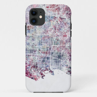 Capa Para iPhone 11 Los Angeles map California watercolor painting