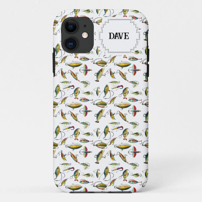 Capa Para iPhone 11 Lote de Iscas de Pesca Personalizáveis (Verso)