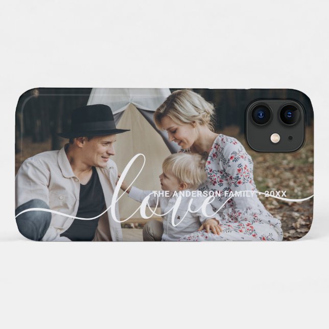 Capa Para iPhone 11 'Love' Foto personalizada da família com nome pers (Verso (horizontal))