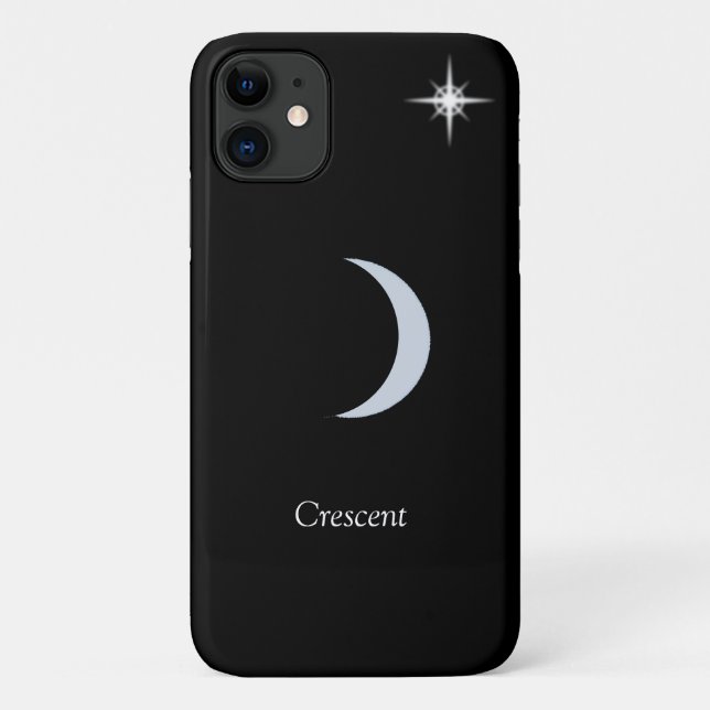 Capa Para iPhone 11 Lua crescente, caligrafia e estrela em preto (Verso)