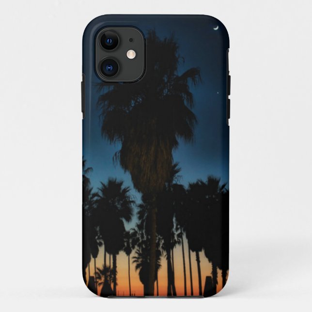 Capa Para iPhone 11 Lua crescente e uma estrela no por do sol (Verso)