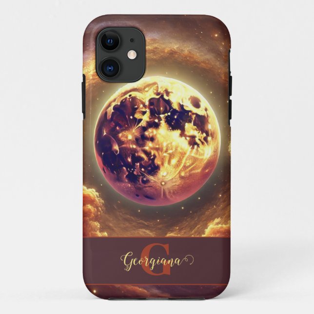 Capa Para iPhone 11 Lua de Colheita Automática Personalizada de Galáxi (Verso)