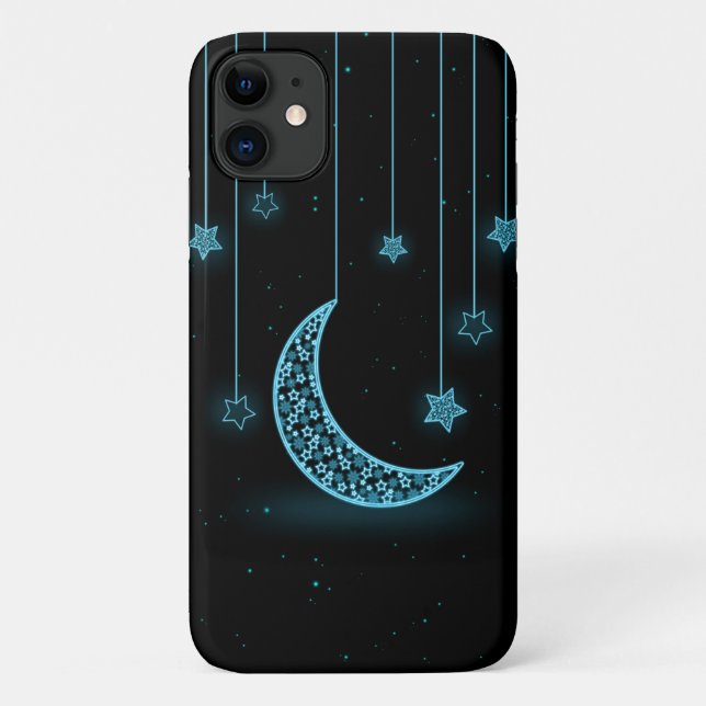 Capa Para iPhone 11 Lua e estrelas brilhantes noturnas (Verso)