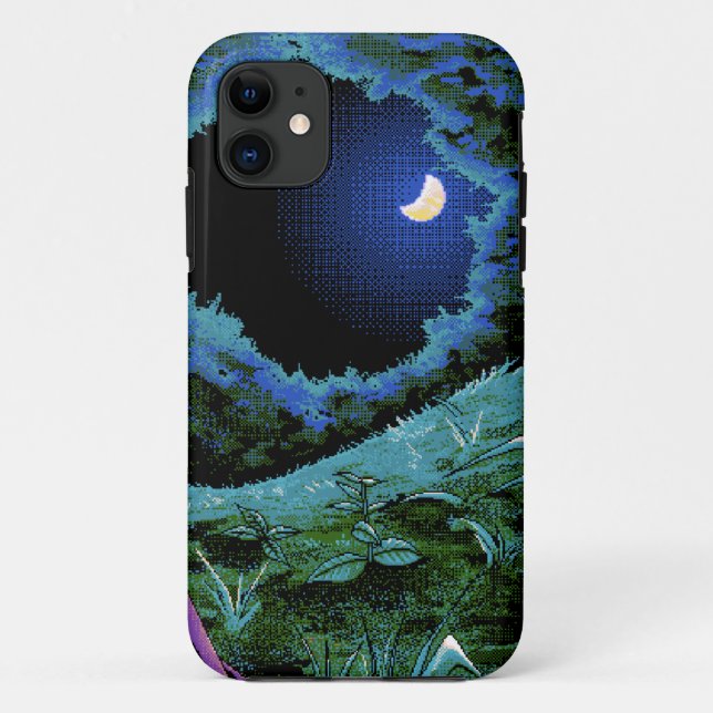 Capa Para iPhone 11 Luar do pixel de 8 bocados (Verso)