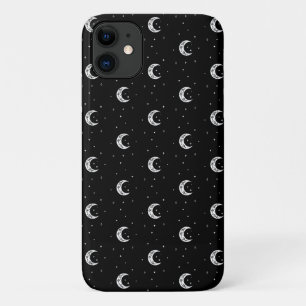 Capa Para iPhone 11 Luas e estrelas brancas e pretas