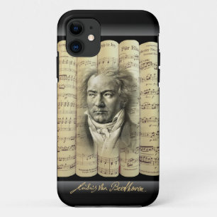 Capa Para iPhone 11 Ludwig van Beethoven~Folha Clássica Rolada~