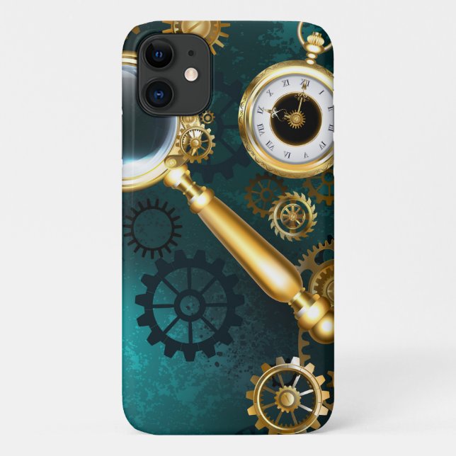 Capa Para iPhone 11 Lupa no estilo Steampunk (Verso)