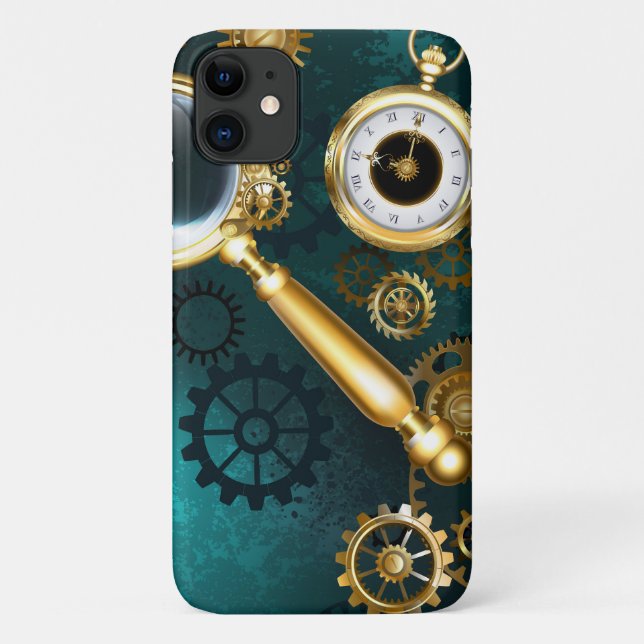 Capa Para iPhone 11 Lupa no estilo Steampunk (Verso)