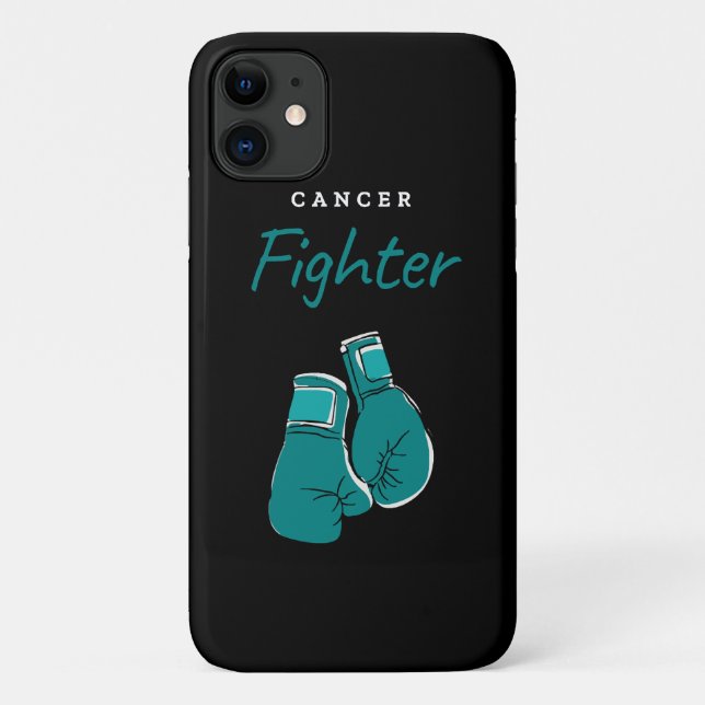 Capa Para iPhone 11 lutador contra o câncer, turquesa (Verso)