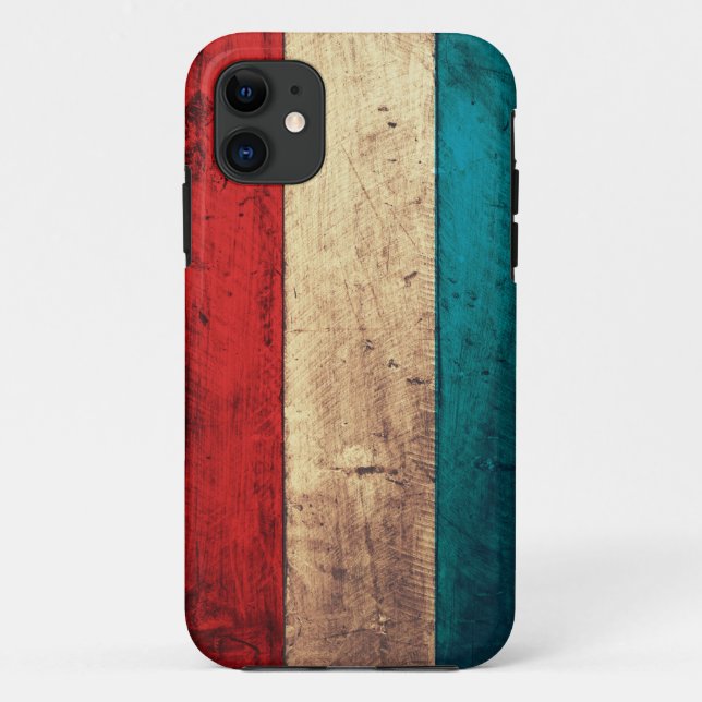 Capa Para iPhone 11 Luxembourg rústico embandeira (Verso)