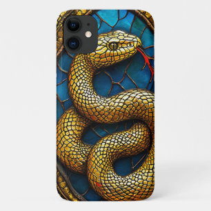 Capa Para iPhone 11 Luxo Cobra Ouro Chic Anima Exótica