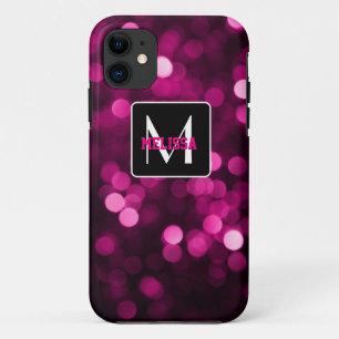Capa Para iPhone 11 Luzes brilhantes rosa e roxa