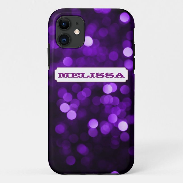 Capa Para iPhone 11 Luzes brilhantes roxas (Verso)