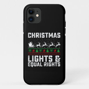 Capa Para iPhone 11 Luzes de Natal e Igualdade de Direitos Feminista