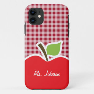 Capa Para iPhone 11 Maçã em Carmine Red Gingham