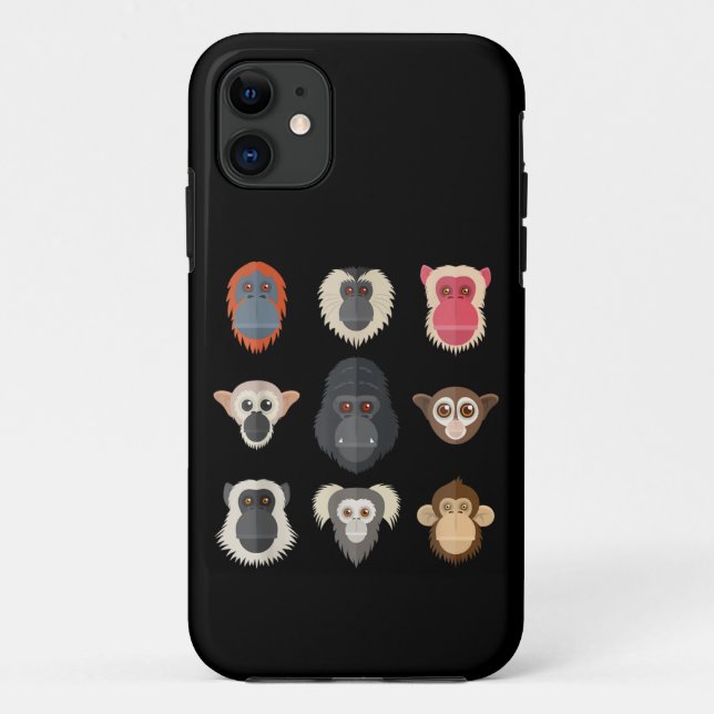 Capa Para iPhone 11 Macaco Chimpanzé Gorila Macaco-aranha Esquilo M (Verso)
